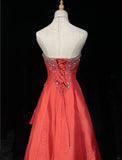 Red Gorgeous Vintage Shiny Elegant Delicate Rhinestone Beaded Satin Floor Length Fairy Ball Gown Evening Gown Party Gown Prom Gown Red Waltz HZ1023