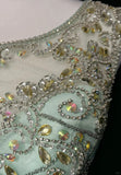 Green Gorgeous Shiny Elegant Exquisite Gemstone Beaded Tulle Long Backless Ball Gown Evening Gown Party Dress Prom Gown HZ1023