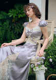 Purple Fashion Elegant Exquisite Lace Long Satin Ball Gown Evening Dress Birthday Party/Garden Dress Prom Dress Bridesmaid Dress HZ1023