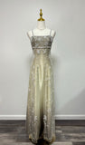 Champagne color gorgeous retro gradient exquisite beaded long elegant tulle ball gown evening dress party dress prom dress HZ1023