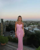 Pink Shiny Fashion Elegant Long Mermaid Slim Sequin Ball Gown Evening Dress Party DressProm Dress HZ1023