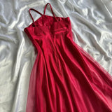 Red shiny exquisite elegant beaded fashion strap long chiffon ball gown, evening dress, party dress HZ1023