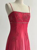 Red Fashion Elegant Exquisite Embroidery Beading Spaghetti Strap Long Tulle prom dress Evening Gown Party Dress HZ1023