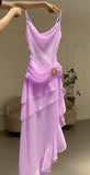 Ivory White Vintage Spaghetti Strap Long Chiffon prom dress Evening Dress Party Dress HZ1023