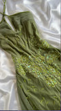 Green Fashion Delicate Floral Beaded Strap Long Ankle Length/Short Chiffon Homecoming Dress Prom Dress Evening Dress Party Dress Prom Dress HZ1023