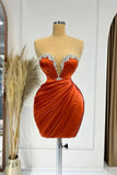 Orange Fashion Elegant Exquisite Beading Short Sexy Satin Ball Gown Evening Dress Party Dress HZ1023