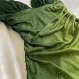 Green shiny elegant strap gradient long chiffon ball gown prom dress evening dress party dress HZ1023