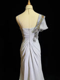 Grey Mermaid Embroidery Applique Exquisite Beading Sequin Spaghetti Strap Long satin Ball Gown Evening Gown Party Dress HZ1023