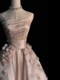 Pink Gorgeous Elegant Exquisite Beading A-Line Off Shoulder Long Tulle Ball Gown Evening Gown Wedding Dress HZ1023