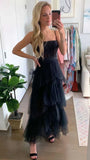 Hot pink elegant fashion long layered tulle bodycon princess ball gown evening dress HZ1023
