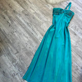 Beautiful Rehydrated Blue Exquisite One Shoulder Sequined Flower Strap Beaded Long satin Ball Gown Evening Gown Prom Gown Birthday Party Dress HZ1023