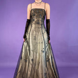 Golden Brown Delicate Beaded Long Tulle Elegant Ball Gown Evening Dress Formal Birthday Party Dress Prom Dress HZ1023