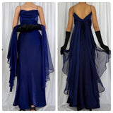 Moonlight blue fashion retro elegant exquisite beading long chiffon tulle ball gown evening dress party dress prom dress HZ1023