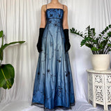 Blue gorgeous fashion retro elegant exquisite beading long chiffon tulle ball gown evening dress party dress prom dress HZ1023