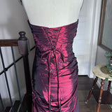 Fuchsia Vintage Fashion Stunning Elegant Exquisite Beaded Long Satin Formal Prom Dress Evening Dress Birthday Party Dress Ball Gown Graduation Dress HZ1023
