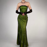 Green Fashion Retro Elegant Exquisite Floral Corset Long Chiffon Tulle Ball Gown Evening Dress Party Dress Prom Dress HZ1023
