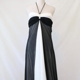 Black and white vintage fashion stunning high waist halter neckline long Chiffon Tulle prom dress evening gown party dress bridesmaid dress HZ1023