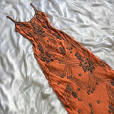 Fantasy Orange Coral Elegant Exquisite Gem Beaded Long Chiffon Ball Gown Evening Dress Party Dress Prom Dress HZ1023