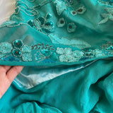 Green Beautiful Vintage Gorgeous Fashion Elegant Exquisite Beaded Sequined Strapless Long Asymmetric Chiffon Flowing Ball Gown Evening Dress Birthday Wedding Guest/Birthday Party Dress Prom Dress HZ1023