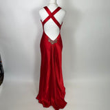 Red beautiful elegant fashion exquisite beaded spaghetti straps long satin slit prom dress ball gown evening dress party dress HZ1023