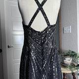 Black Vintage Fashion Elegant Delicate Beaded Sweetheart Neck Spaghetti Straps Long Tulle Chiffon Ball Gown Evening Gown Party Dress Prom Gown HZ1023