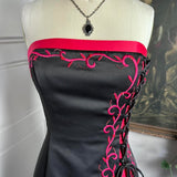 Black pink elegant delicate floral applique rhinestones vintage fashion long spaghetti strap satin ball gown evening dress party dress prom dress HZ1023