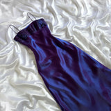 ???Iridescent deep purple and blue glossy sparkly stunning stunning unique stylish beautiful elegant delicate floral long satin ball gown evening dress birthday party dress prom dress HZ1023