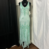Green vintage fashion exquisite beaded fairy dress asymmetrical hem long Chiffon ball gown evening dress party dress prom dress HZ1023