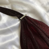 Burgundy shiny elegant strappy long tulle ball gown evening dress birthday party dress HZ1023