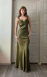 Olive Green Vintage Fashion Elegant Beading Bodycon Long Prom Gown Evening Dress Party Dress HZ1023