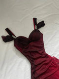 Burgundy Shiny Elegant Off Shoulder Ruffles Fashion Elegant Long Prom Dress Evening Gown Party Dress HZ1023
