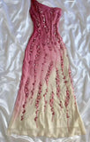 Pink gradient gorgeous fashion exquisite beading long chiffon elegant ball gown evening dress party dress HZ1023