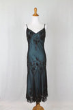 Turquoise Vintage Elegant Exquisite Floral Beading Spaghetti Strap Long Chiffon Ball Gown Evening Dress Birthday Party Dress Formal Women Prom Dress HZ1023