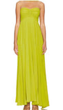 Yellow green fashion simple elegant tube top off shoulder long chiffon ball gown party dress evening dress with scarf Prom Dress HZ1023