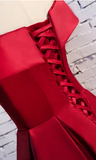 Red Elegant Fashion Simple Bow Sweet A-line Long Satin formal Ball Gown Evening Dress HZ1023