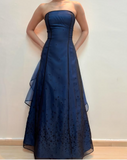 Blue Fashion Elegant Fairy Exquisite Stars Shiny Sequin Beading Spaghetti Straps Long Tulle Chiffon Satin Ball Gown Evening Dress Birthday Party Dress Prom Dress HZ1023