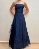 Blue Fashion Elegant Fairy Exquisite Stars Shiny Sequin Beading Spaghetti Straps Long Tulle Chiffon Satin Ball Gown Evening Dress Birthday Party Dress Prom Dress HZ1023