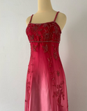 Pink Gorgeous Vintage Fashion Elegant Exquisite Beading Long Tulle Satin Ball Gown Evening Dress Party Dress Prom Dress HZ1023