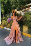 Sweetheart Pink Prom Dress Long With Split HZ1023