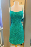 Tight Green Sequins Mini Homecoming Dress HZ1023