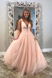 Sexy Deep V-Neck Straps Long Prom Dress,Sparkly Evening Dress HZ1023