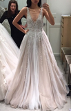 Elegant Beading V-Neck A-Line Prom Dresses,Long Prom Dresses,Green Prom Dresses, Evening Dress Prom Gowns, Formal Women Dress,Prom Dress HZ1023