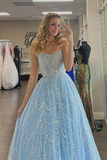 Princess A-line Light Blue Formal Dress Prom Dresses HZ1023