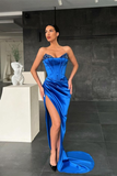 Royal Blue Mermaid Prom Dress Split With Sequins HZ1023