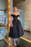Off-the-Shoulder Little Black Dress Prom Dress HZ1023