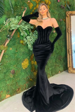 Black Sweetheart Mermaid Prom Dress Velvet HZ1023