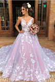 V Neck White Lace Long Prom Dress, Long White Lace Formal Evening Dress, Lace Wedding Dress HZ1023