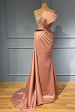 Pink Sleeveless Spaghetti-Straps Ruffles Mermaid Prom Dress With Beads HZ1023