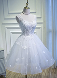 White lace tulle long prom dress cocktail dress HZ1023