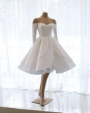 Short Prom Dresses Ruffle Ball Gown With Long Sleeves HZ1023
